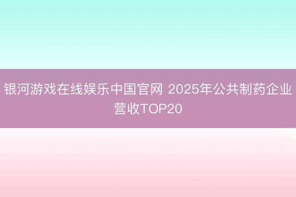 银河游戏在线娱乐中国官网 2025年公共制药企业营收TOP20