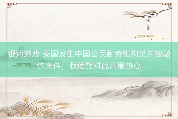 银河游戏 泰国发生中国公民耐劳犯拘禁并被敲诈案件,我使馆对此高度热心