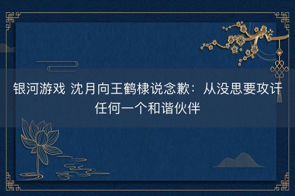 银河游戏 沈月向王鹤棣说念歉：从没思要攻讦任何一个和谐伙伴