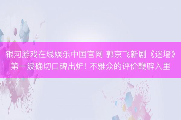 银河游戏在线娱乐中国官网 郭京飞新剧《迷墙》第一波确切口碑出炉! 不雅众的评价鞭辟入里