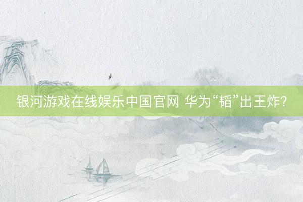 银河游戏在线娱乐中国官网 华为“韬”出王炸？